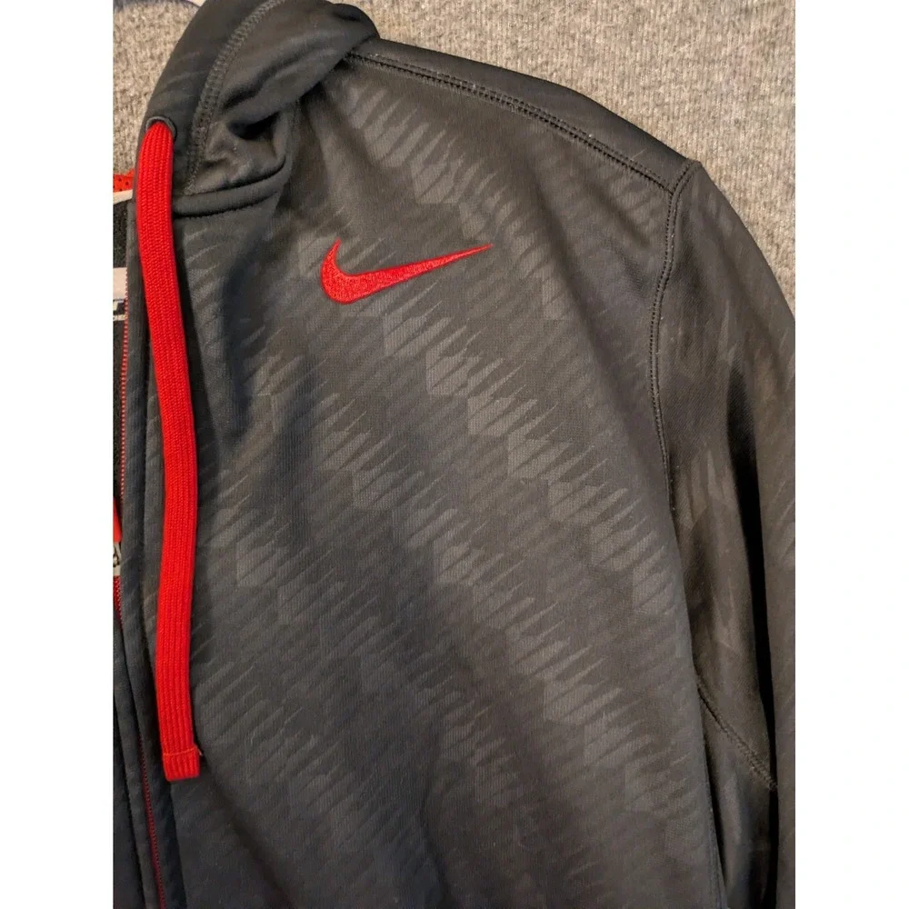 Nike Hoodie Men's XL Black Geometric Therma-Fit Full Zip  Sports Basketball